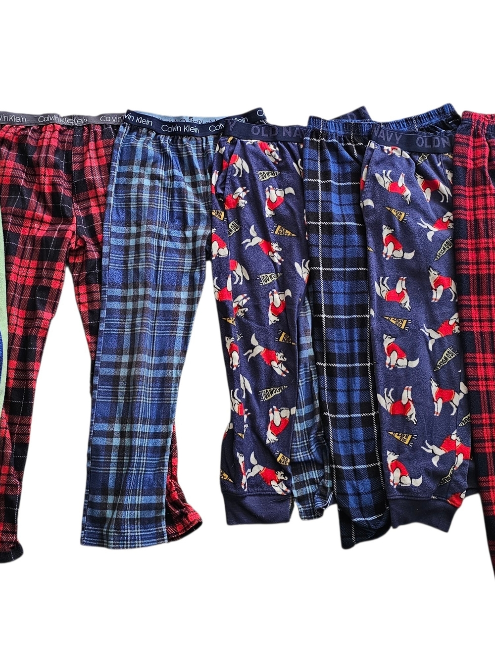 Calvin Klein Kids Navy and Red Plaid & Novelty Pajama Bottoms Pack